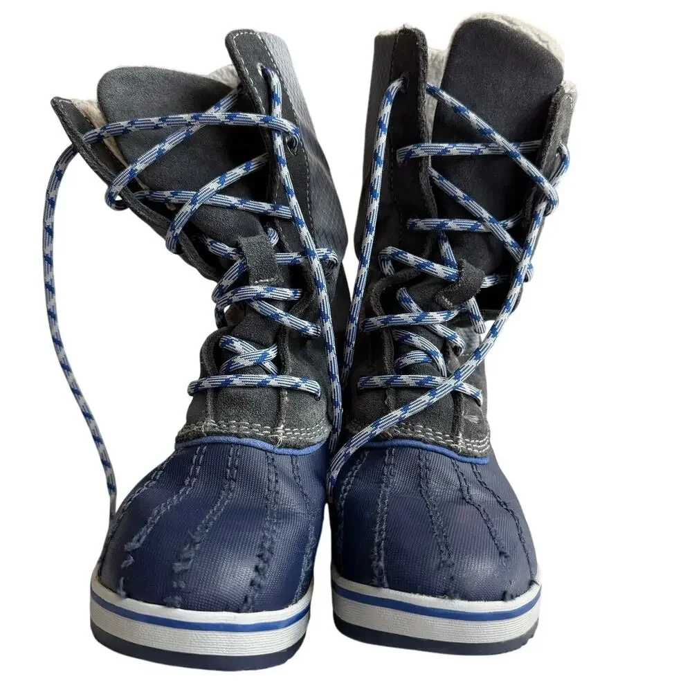 L.L.Bean Kids Snow Boots Blue Gray Insulated Winter Boots Size 4 200 Gram
